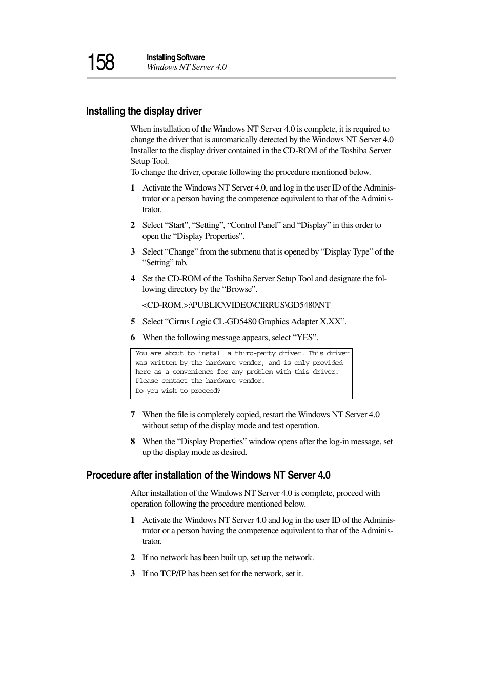 Installing the display driver | Toshiba Magnia 3030 User Manual | Page 176 / 244