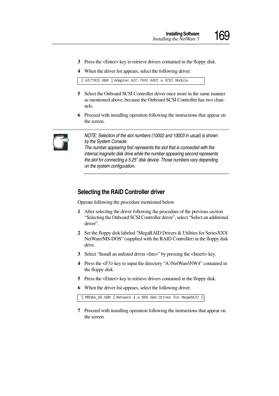 Selecting the raid controller driver | Toshiba Magnia 3030 User Manual | Page 187 / 244