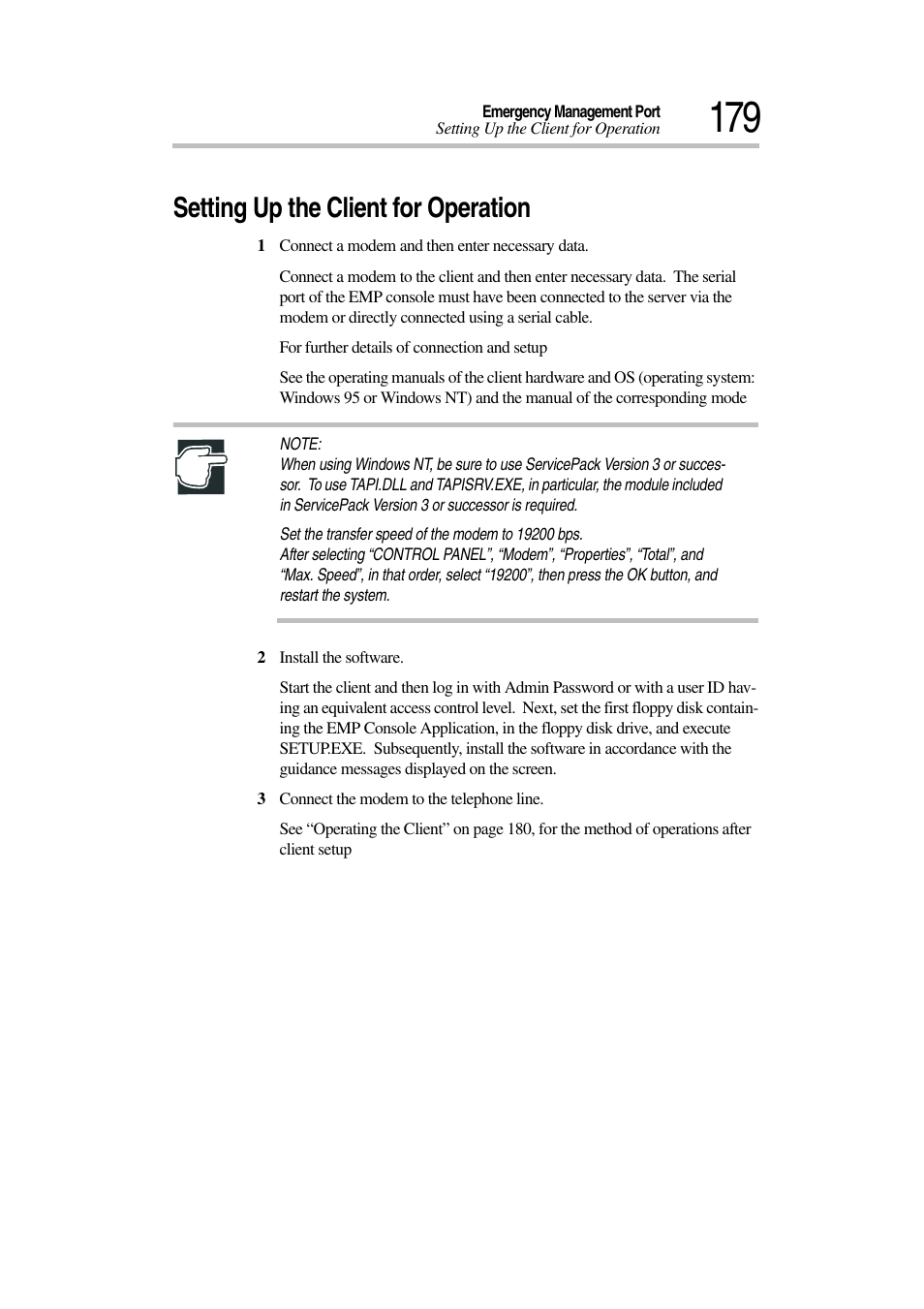 Setting up the client for operation | Toshiba Magnia 3030 User Manual | Page 197 / 244