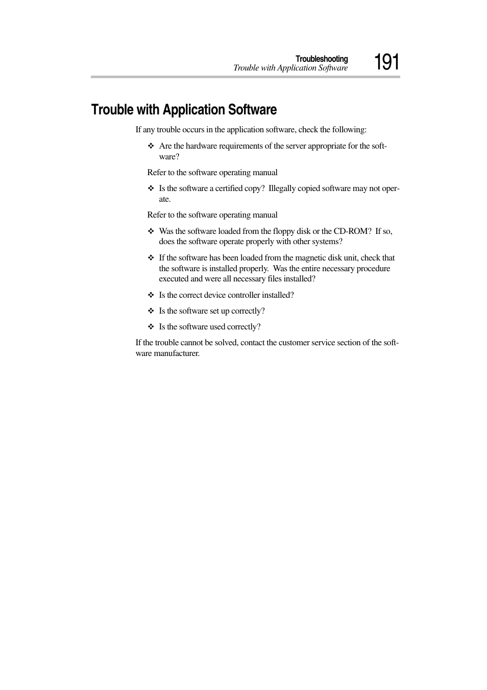 Trouble with application software | Toshiba Magnia 3030 User Manual | Page 209 / 244