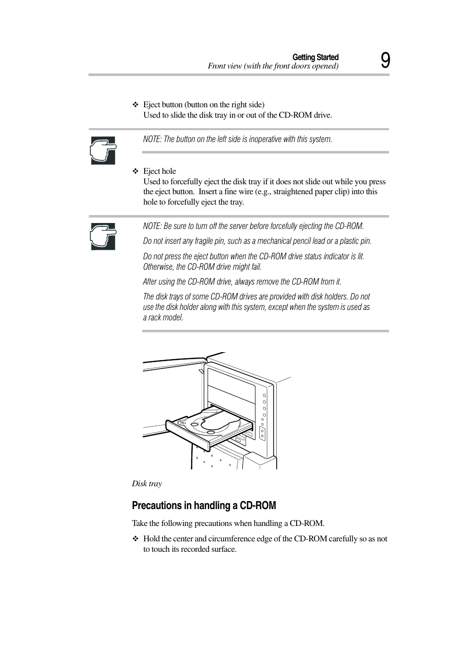 Precautions in handling a cd-rom | Toshiba Magnia 3030 User Manual | Page 27 / 244