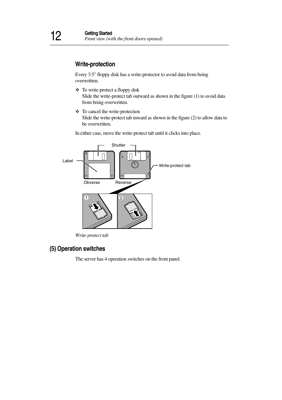 Write-protection, 5) operation switches | Toshiba Magnia 3030 User Manual | Page 30 / 244