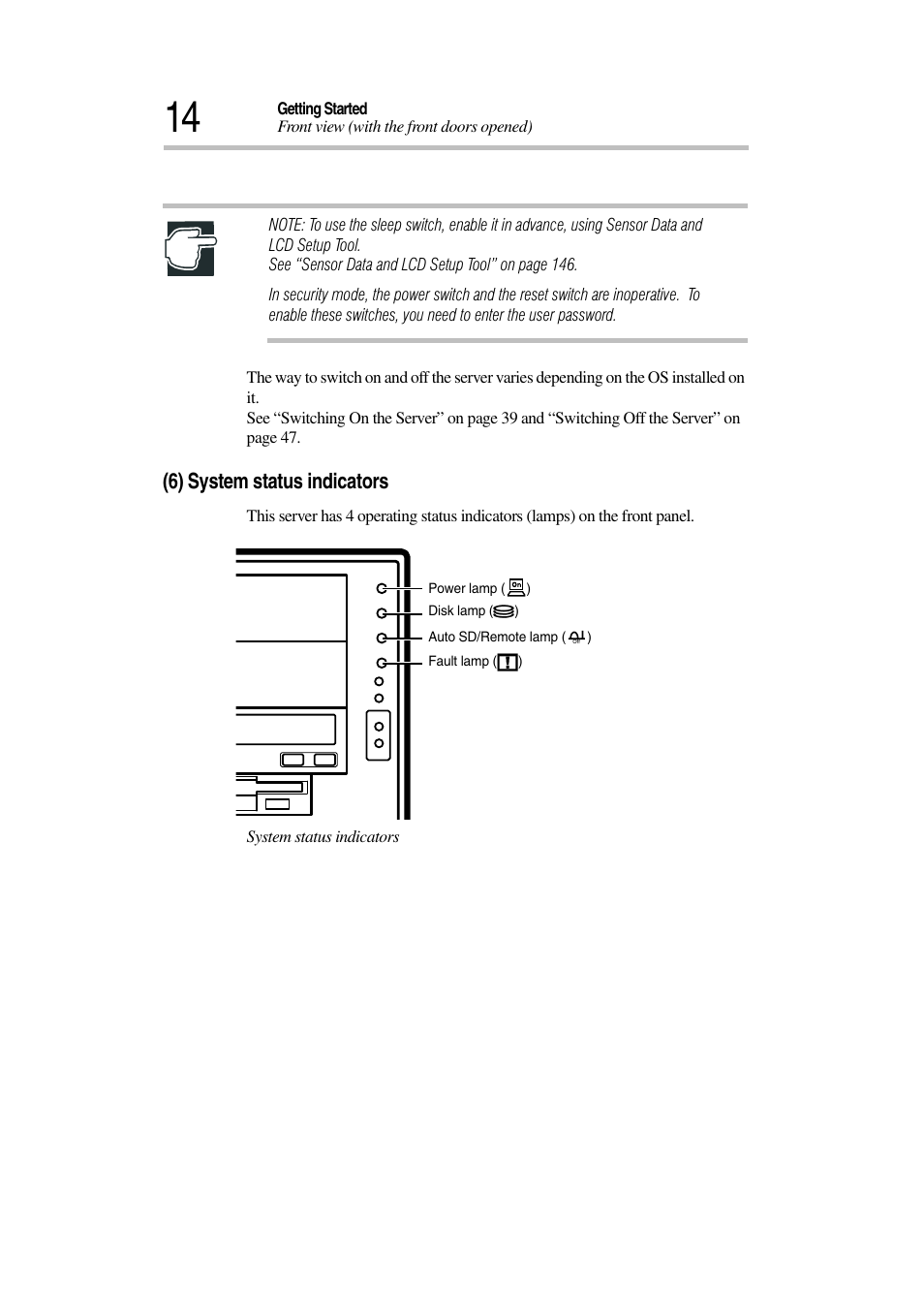 6) system status indicators | Toshiba Magnia 3030 User Manual | Page 32 / 244