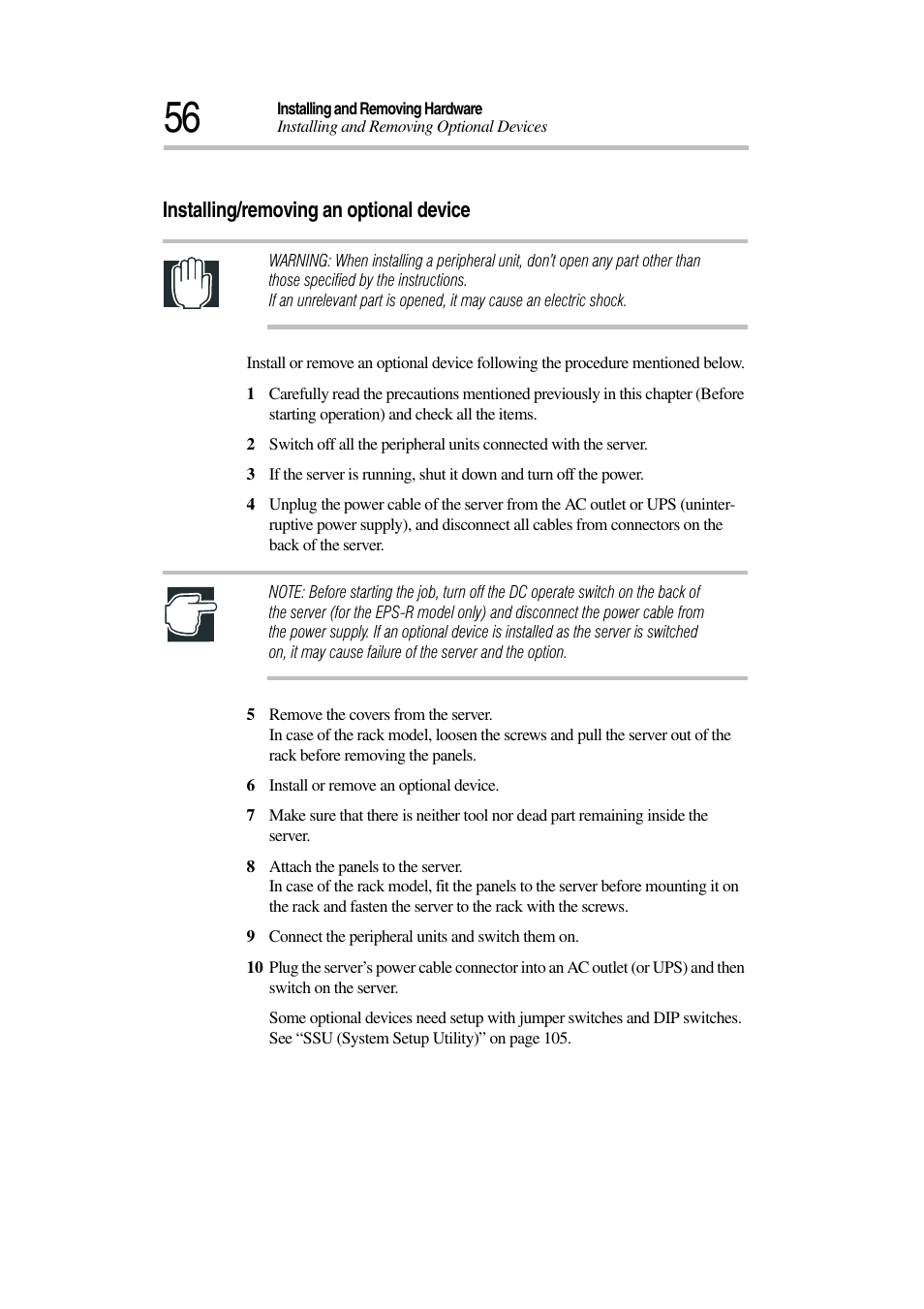 Installing/removing an optional device | Toshiba Magnia 3030 User Manual | Page 74 / 244