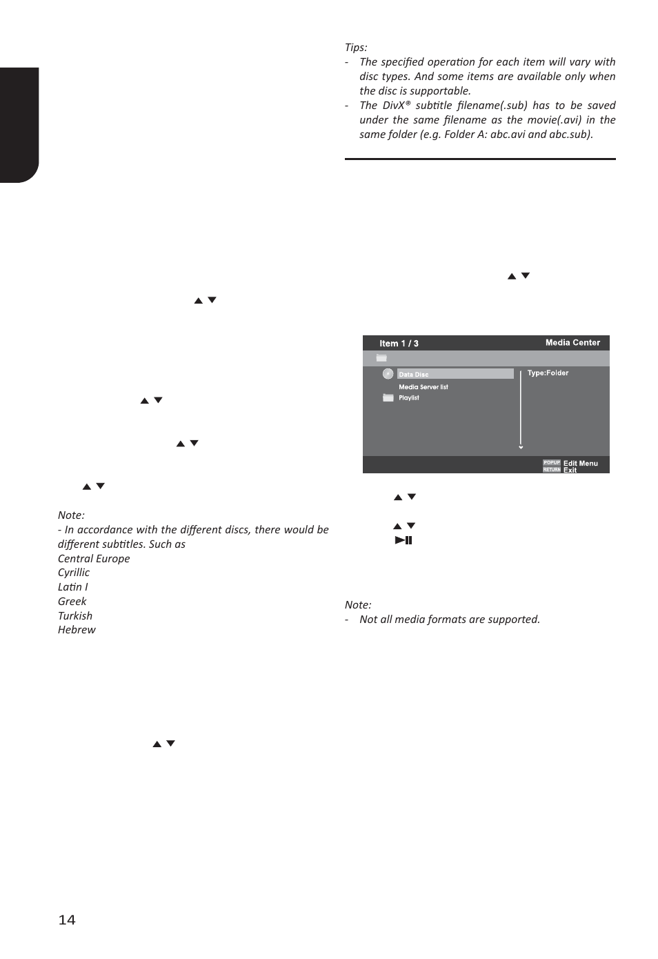 English 14 | Toshiba BDX4400 User Manual | Page 14 / 58