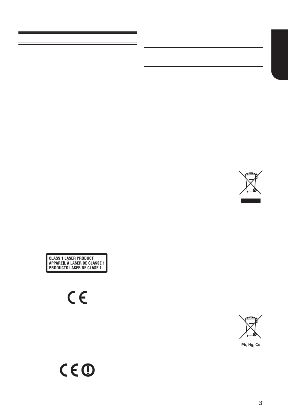 1 important, English 3 | Toshiba BDX4400 User Manual | Page 3 / 58