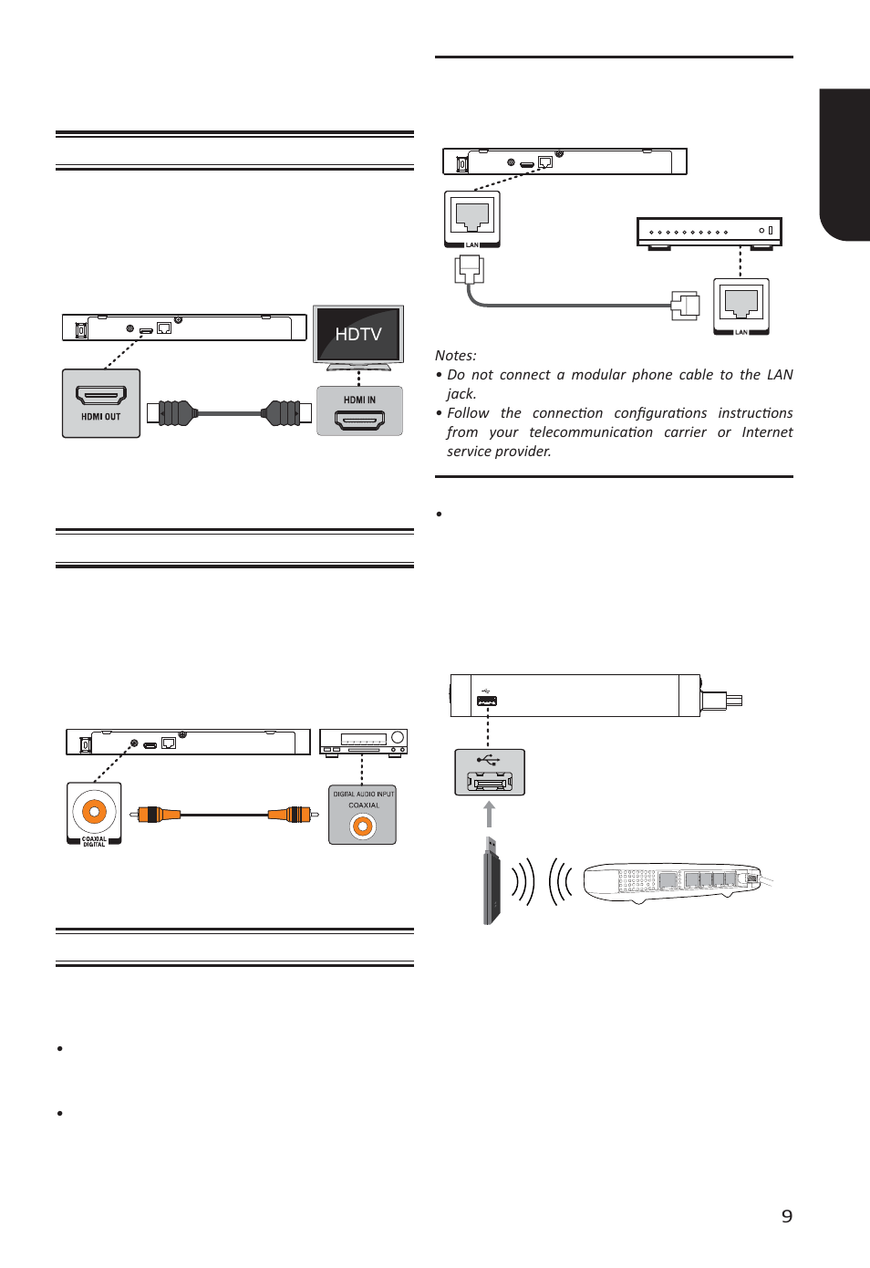 3 connections, English 9 | Toshiba BDX4400 User Manual | Page 9 / 58