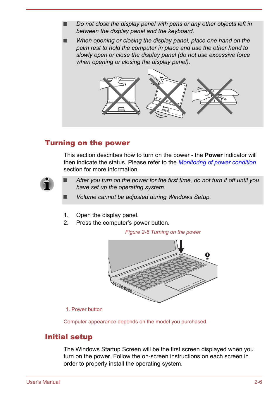 Turning on the power, Initial setup | Toshiba KIRA User Manual | Page 23 / 107