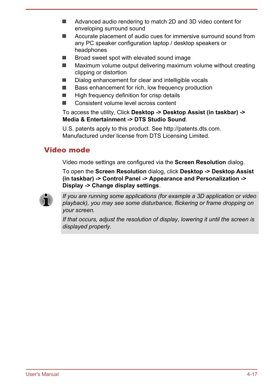 Video mode | Toshiba KIRA User Manual | Page 59 / 107