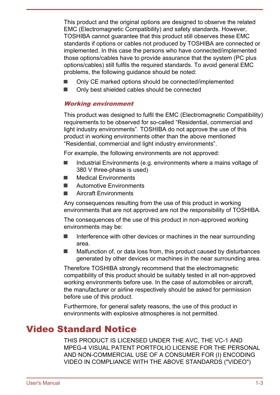 Video standard notice, Video standard notice -3 | Toshiba KIRA User Manual | Page 6 / 107