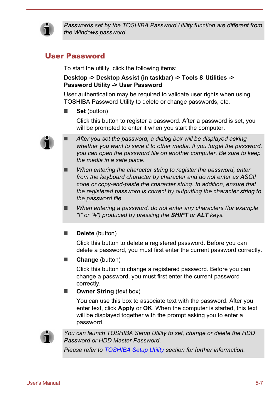 User password | Toshiba KIRA User Manual | Page 66 / 107