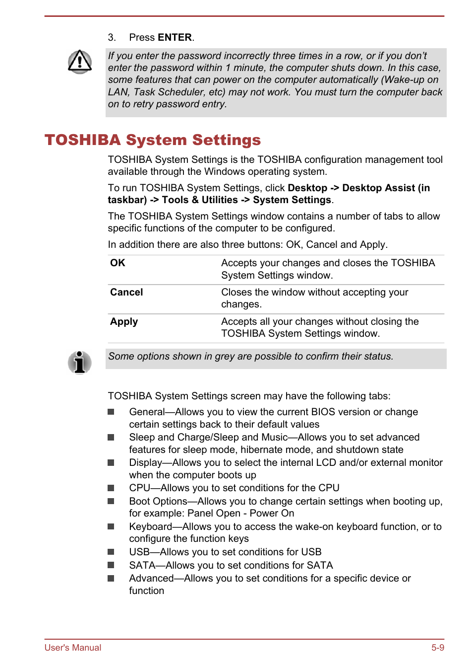 Toshiba system settings, Toshiba system settings -9 | Toshiba KIRA User Manual | Page 68 / 107