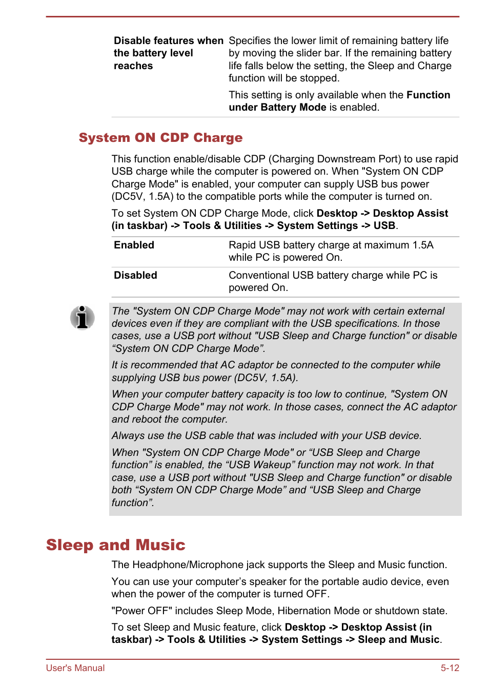 System on cdp charge, Sleep and music, Sleep and music -12 | Toshiba KIRA User Manual | Page 71 / 107