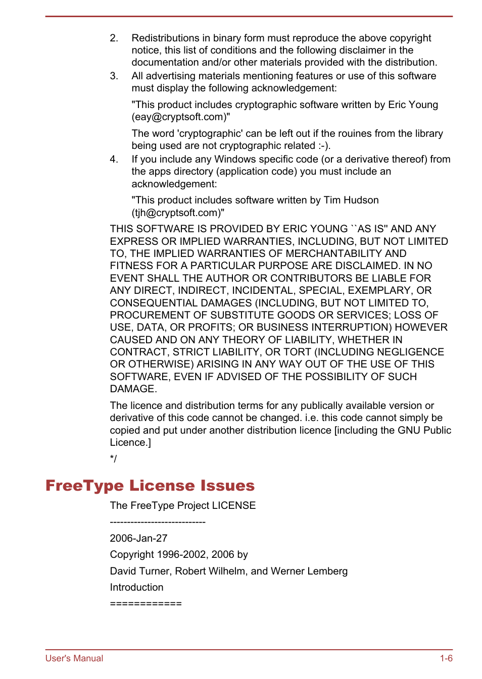 Freetype license issues, Freetype license issues -6 | Toshiba KIRA User Manual | Page 9 / 107