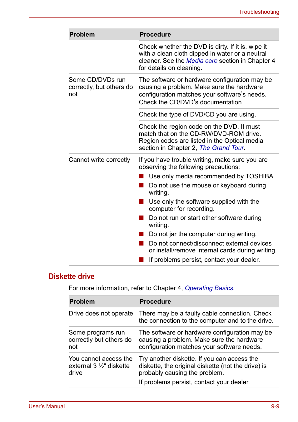 Diskette drive | Toshiba Equium A100 (PSAA4) User Manual | Page 126 / 162