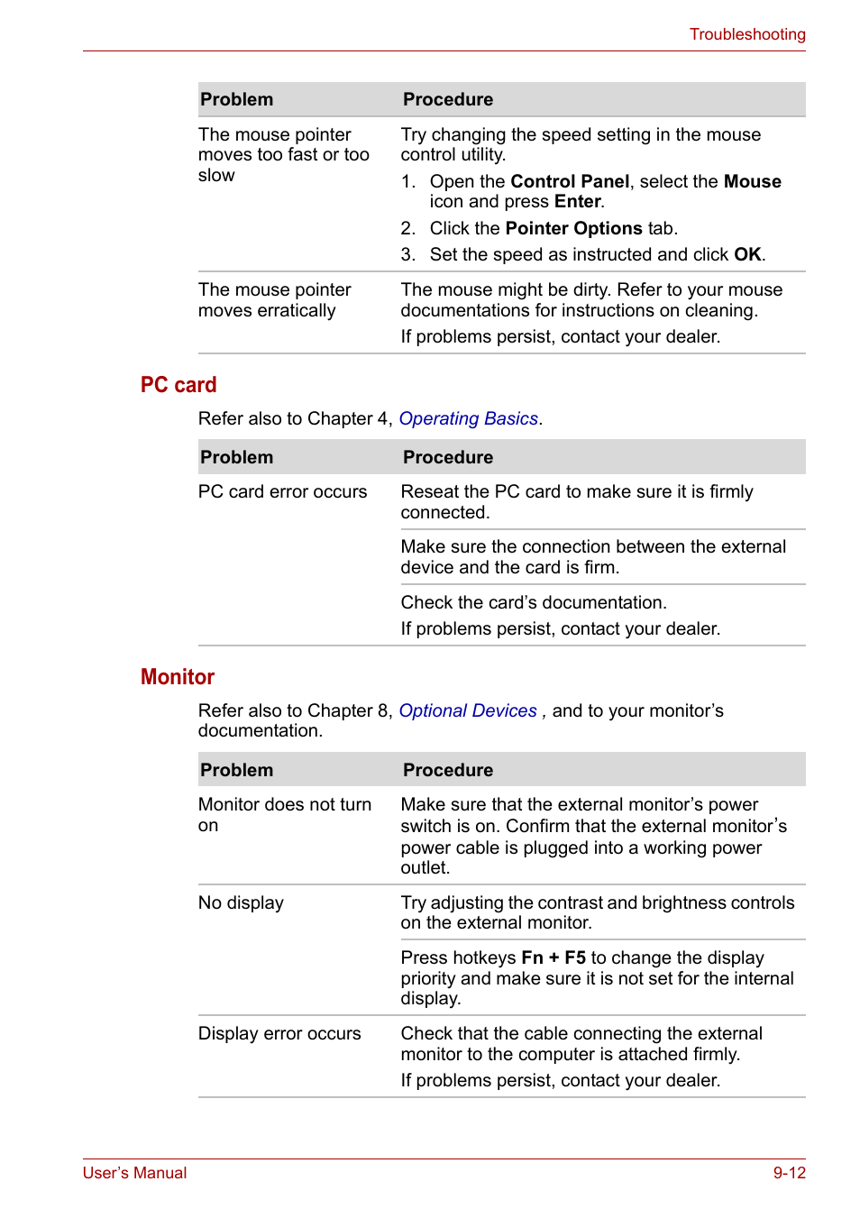 Pc card, Monitor | Toshiba Equium A100 (PSAA4) User Manual | Page 129 / 162