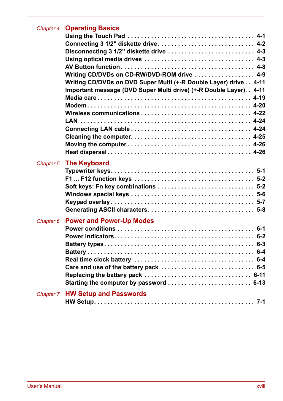 Toshiba Equium A100 (PSAA4) User Manual | Page 18 / 162