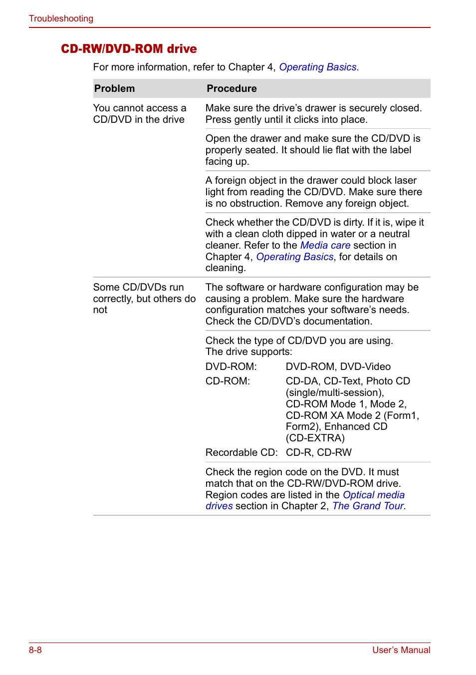 Cd-rw/dvd-rom drive | Toshiba Equium L20 User Manual | Page 134 / 178