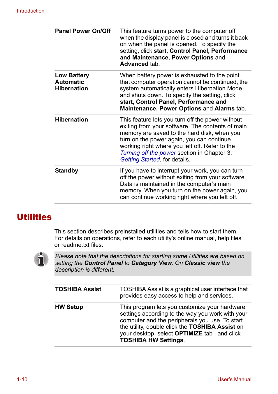 Utilities, Utilities -10 | Toshiba Equium L20 User Manual | Page 38 / 178