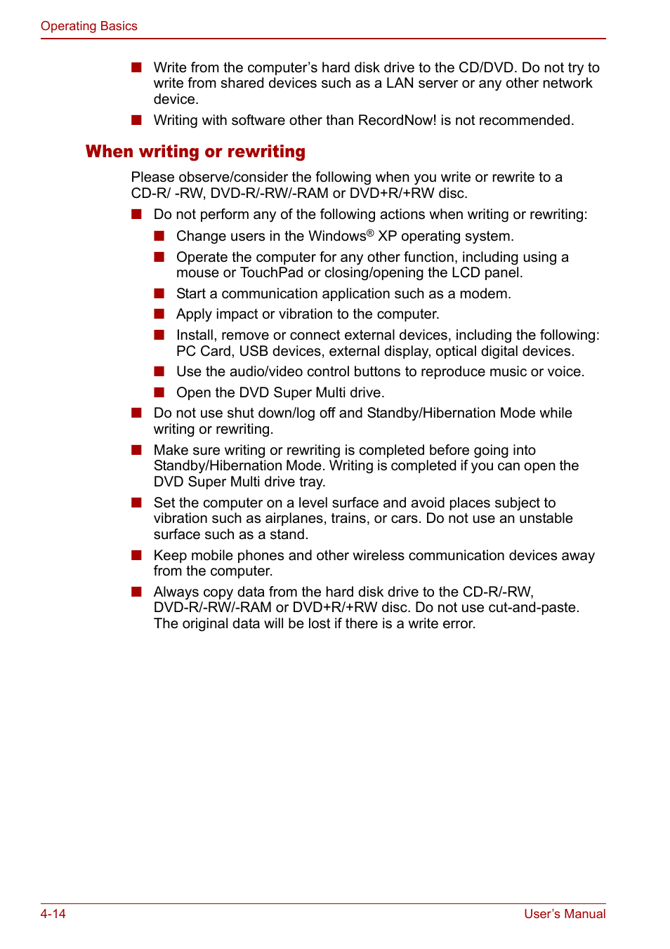 When writing or rewriting | Toshiba Equium L20 User Manual | Page 82 / 178