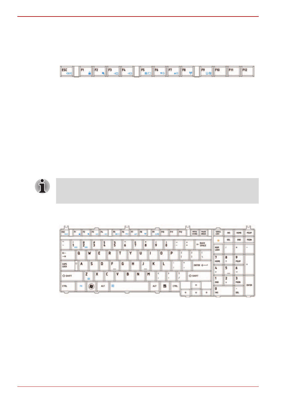 Function keys: f1 … f12, Soft keys: fn key combinations | Toshiba SATELLITE A500 User Manual | Page 130 / 234