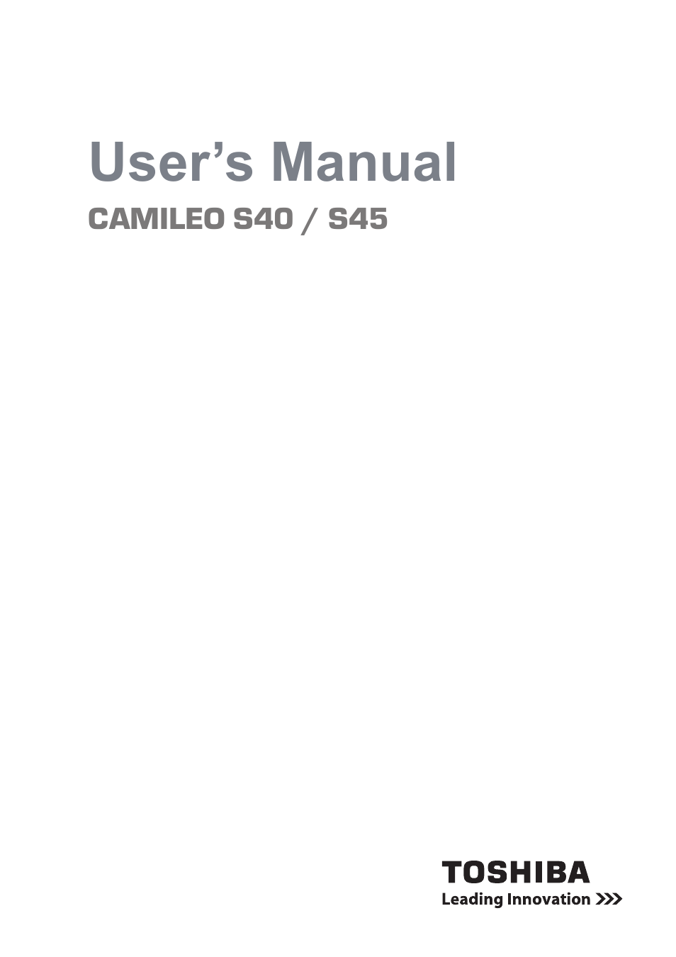 Toshiba Camileo S40 User Manual | 48 pages