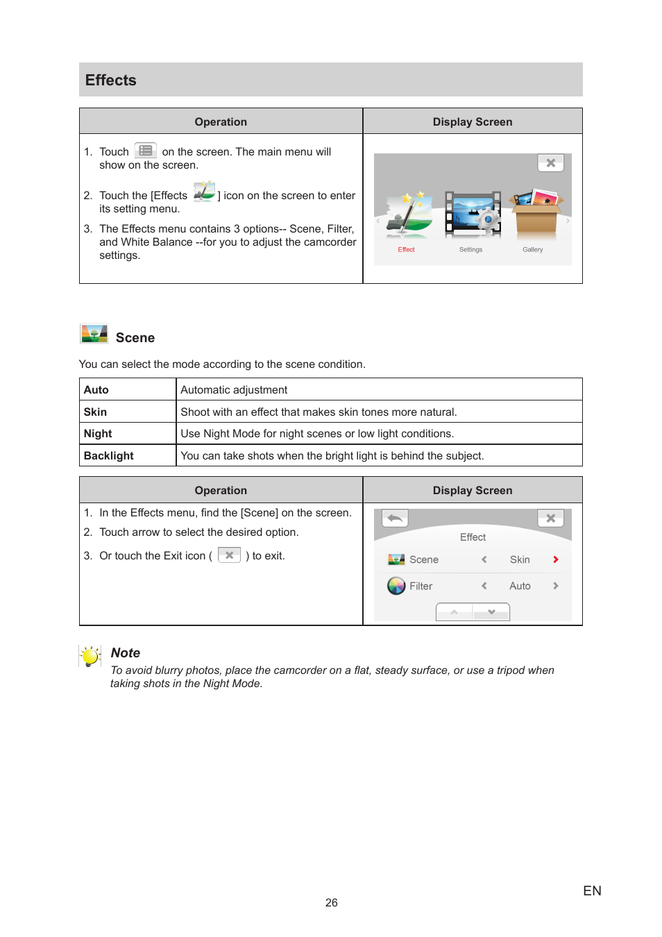 Effects | Toshiba Camileo S40 User Manual | Page 26 / 48