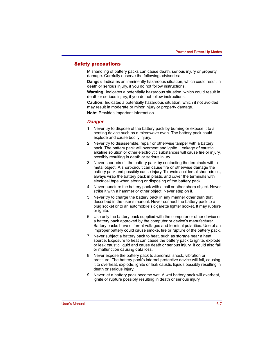 Safety precautions, Safety precautions -7 | Toshiba Tecra M3 User Manual | Page 121 / 236