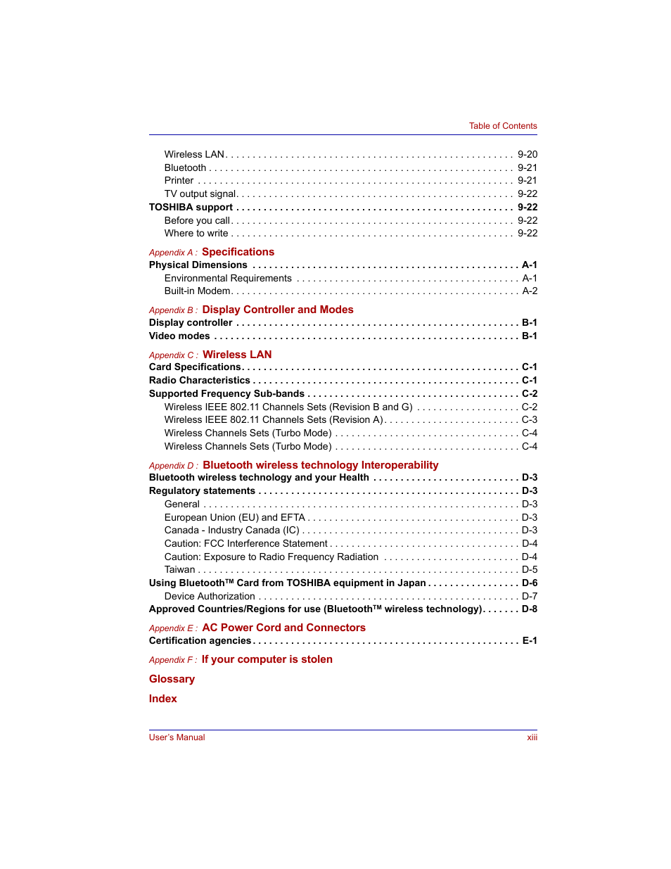 Toshiba Tecra M3 User Manual | Page 13 / 236