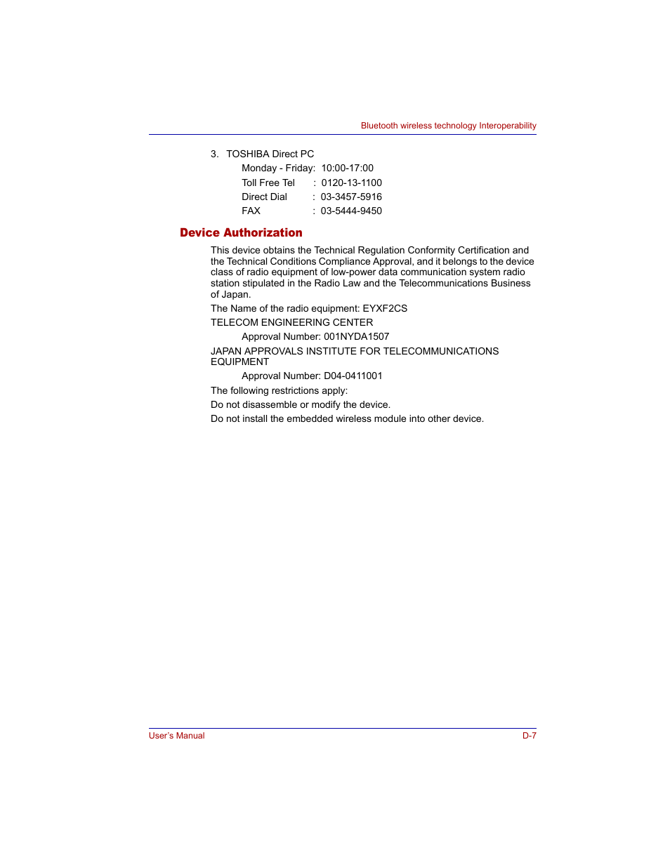 Device authorization | Toshiba Tecra M3 User Manual | Page 211 / 236