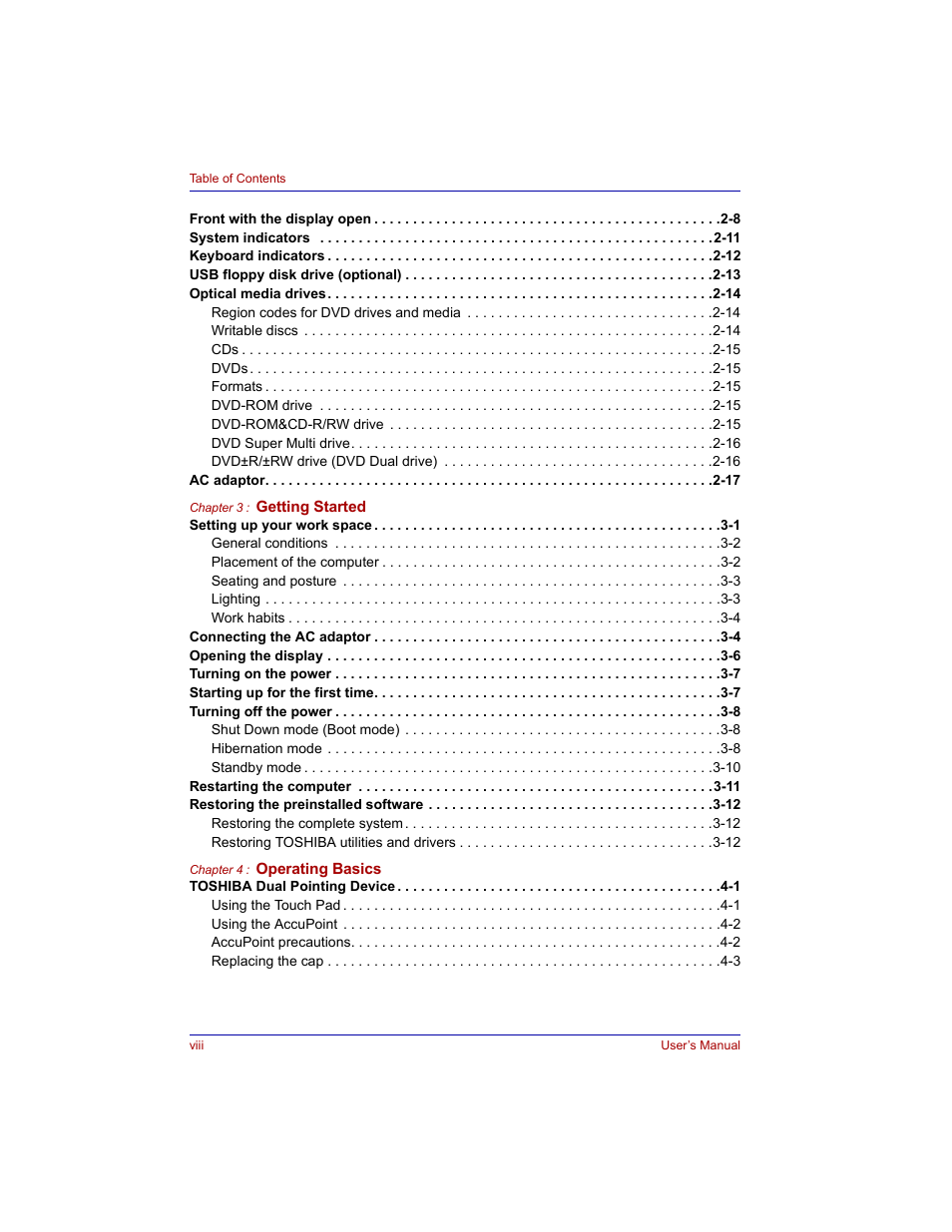 Toshiba Tecra M3 User Manual | Page 8 / 236