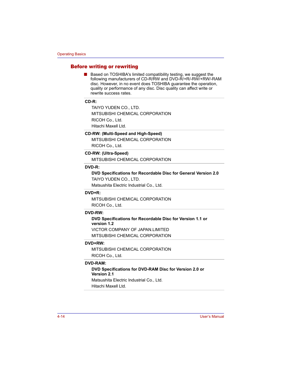 Before writing or rewriting, Before writing or rewriting -14 | Toshiba Tecra M3 User Manual | Page 84 / 236