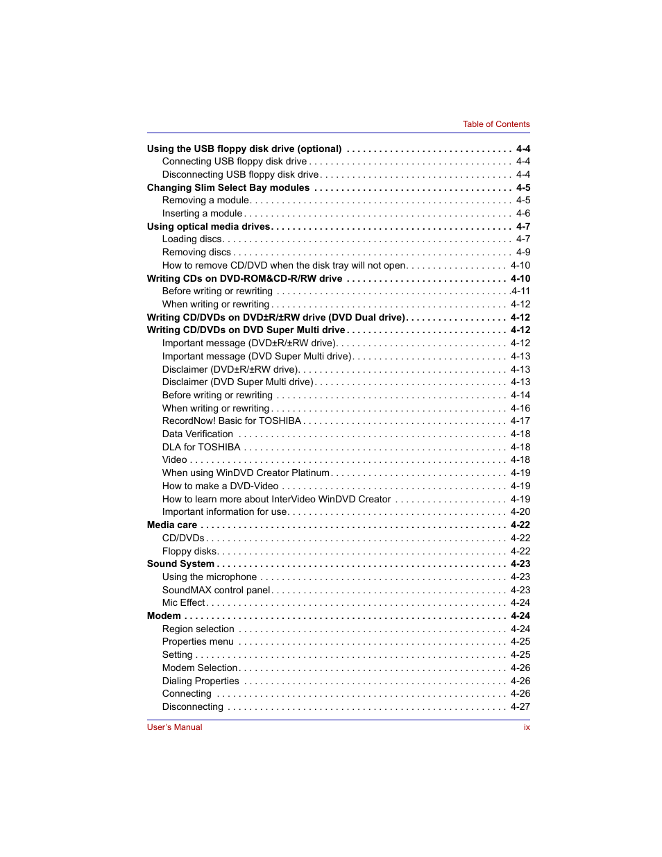 Toshiba Tecra M3 User Manual | Page 9 / 236