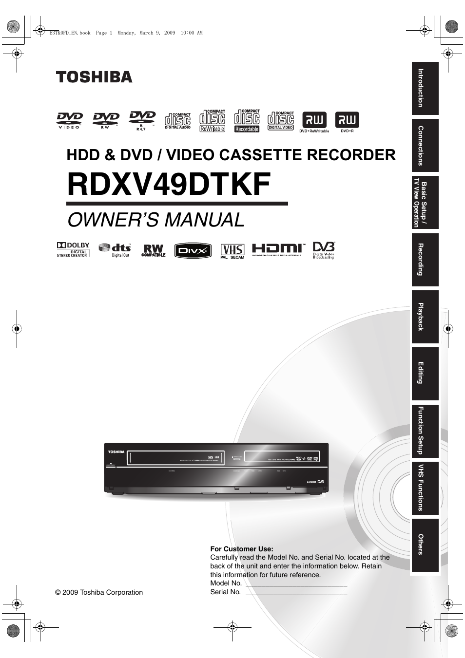 Toshiba RDXV49 User Manual | 84 pages