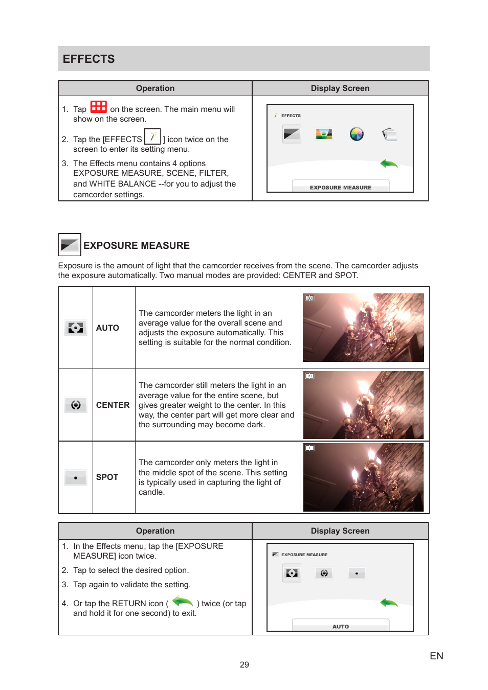 Effects | Toshiba Camileo Z100 User Manual | Page 29 / 54