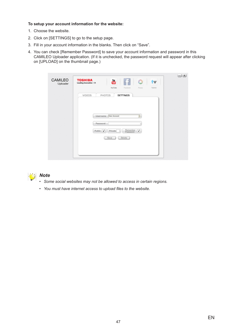 Toshiba Camileo Z100 User Manual | Page 47 / 54