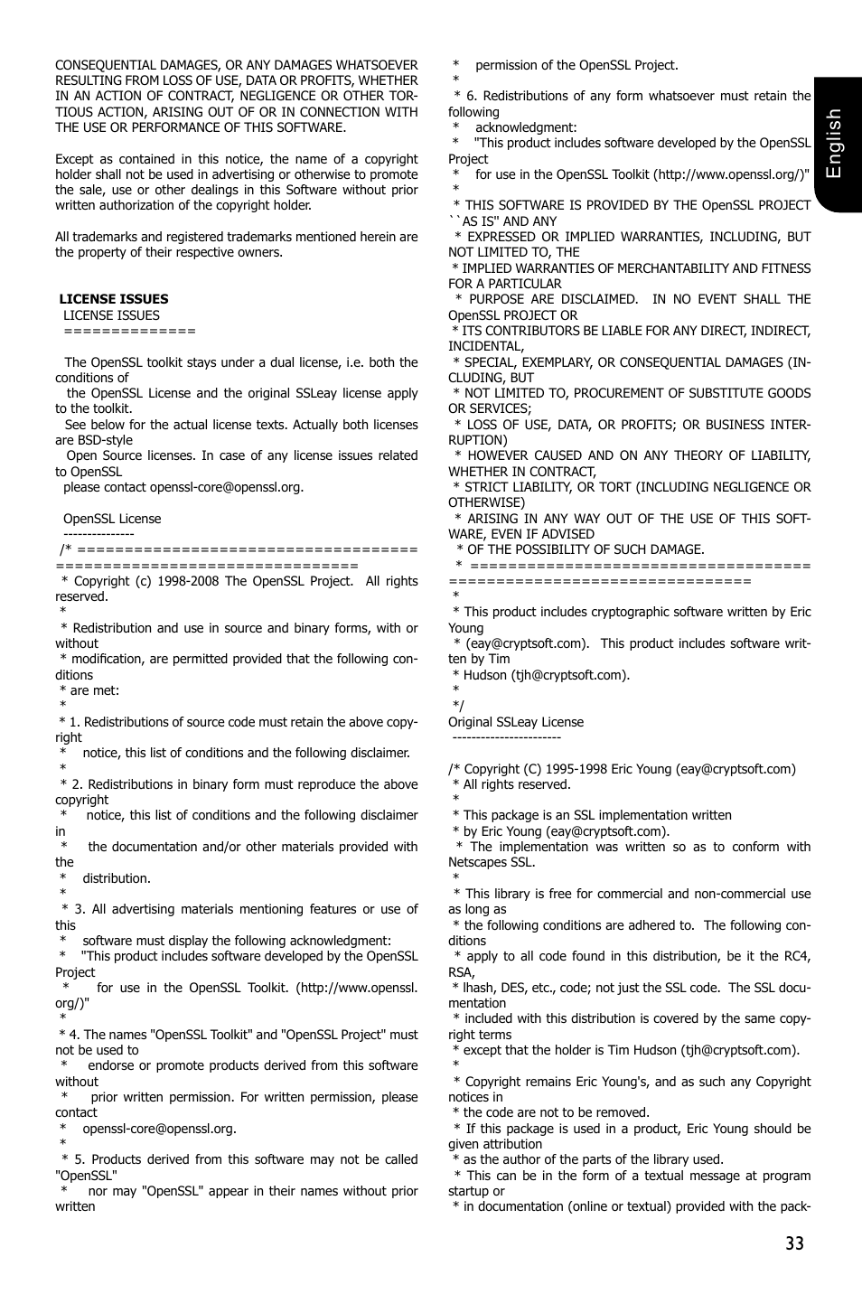 33 english | Toshiba BDX1250 User Manual | Page 33 / 48