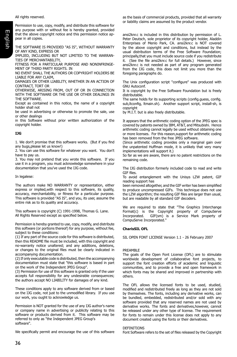 36 english | Toshiba BDX1250 User Manual | Page 36 / 48