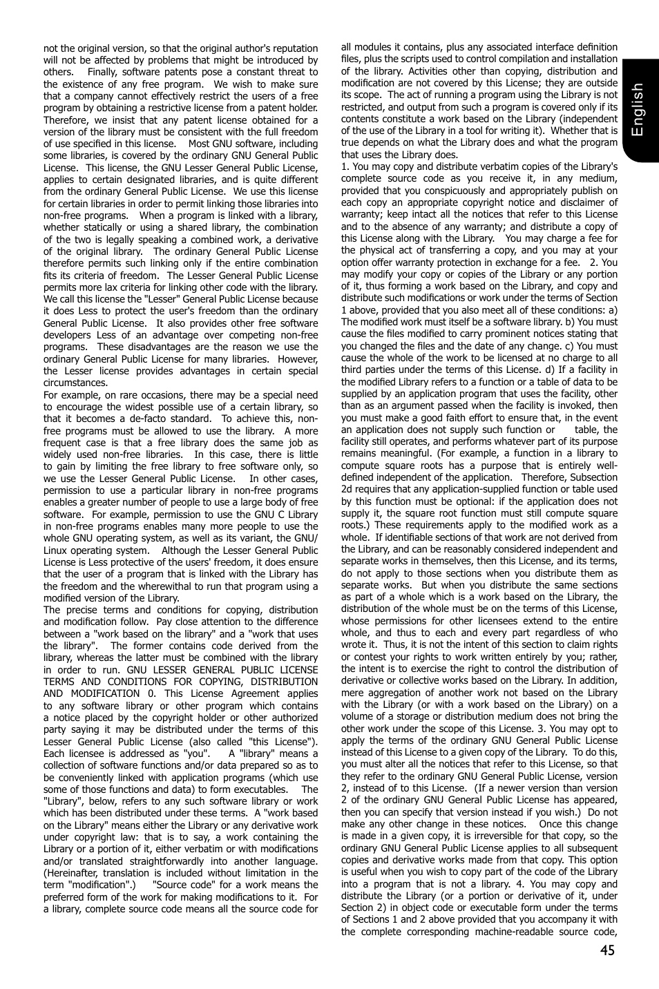 45 english | Toshiba BDX1250 User Manual | Page 45 / 48