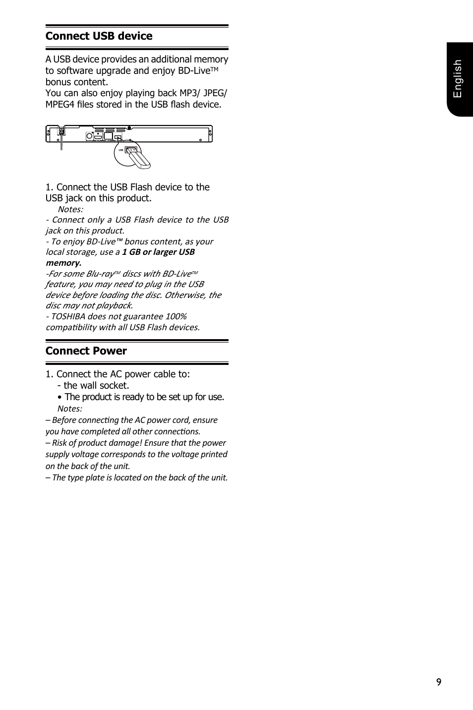 Toshiba BDX1250 User Manual | Page 9 / 48