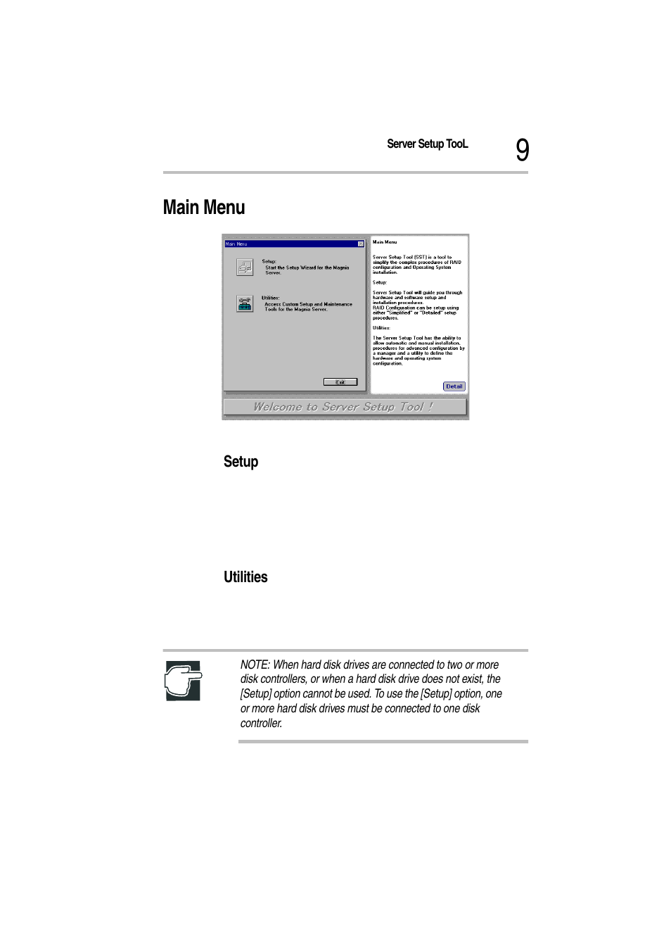 Main menu, Main menu screen, Setup | Utilities | Toshiba Magnia Z500 User Manual | Page 13 / 115