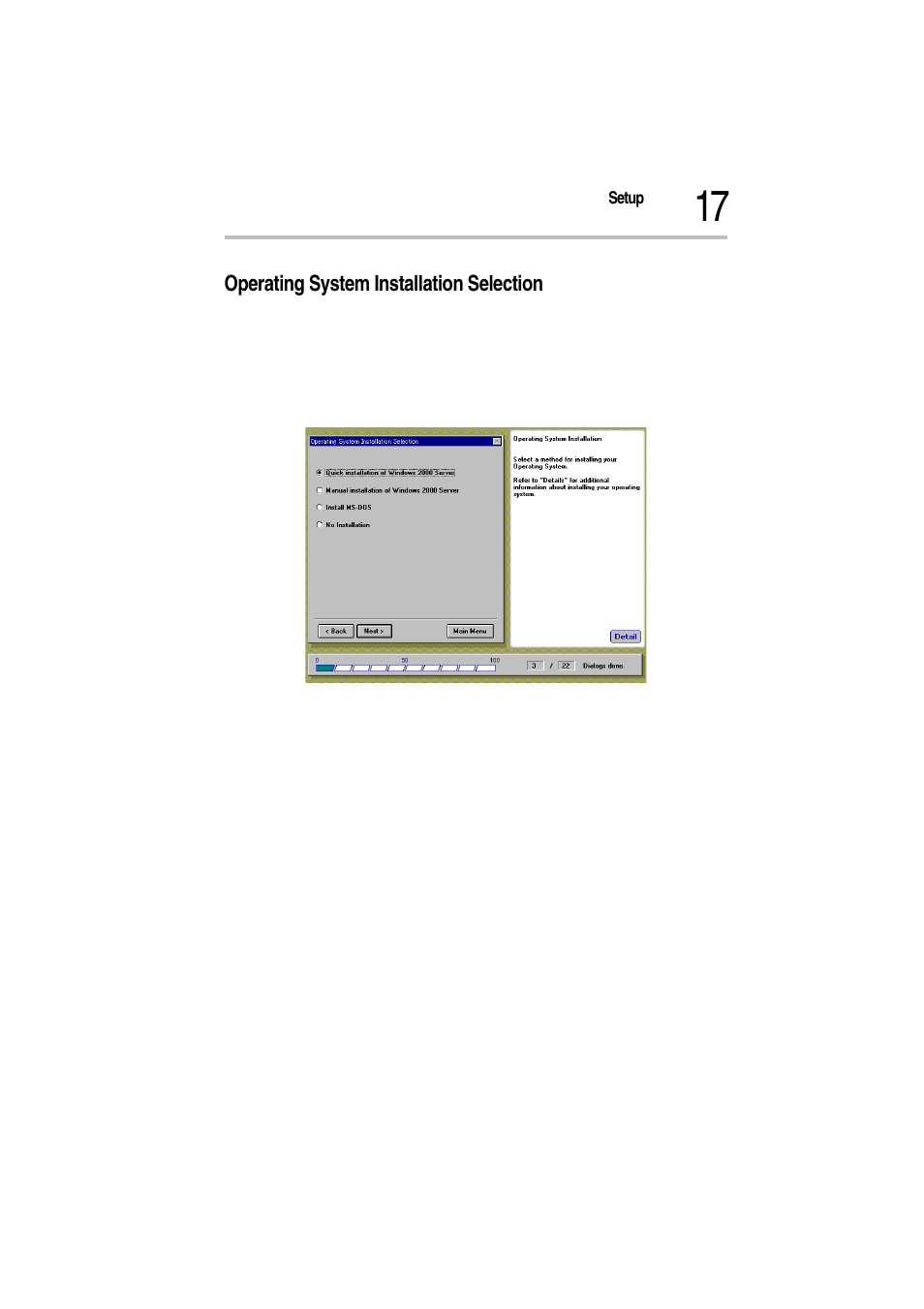 Operating system installation selection, Operating system installation screen | Toshiba Magnia Z500 User Manual | Page 20 / 115