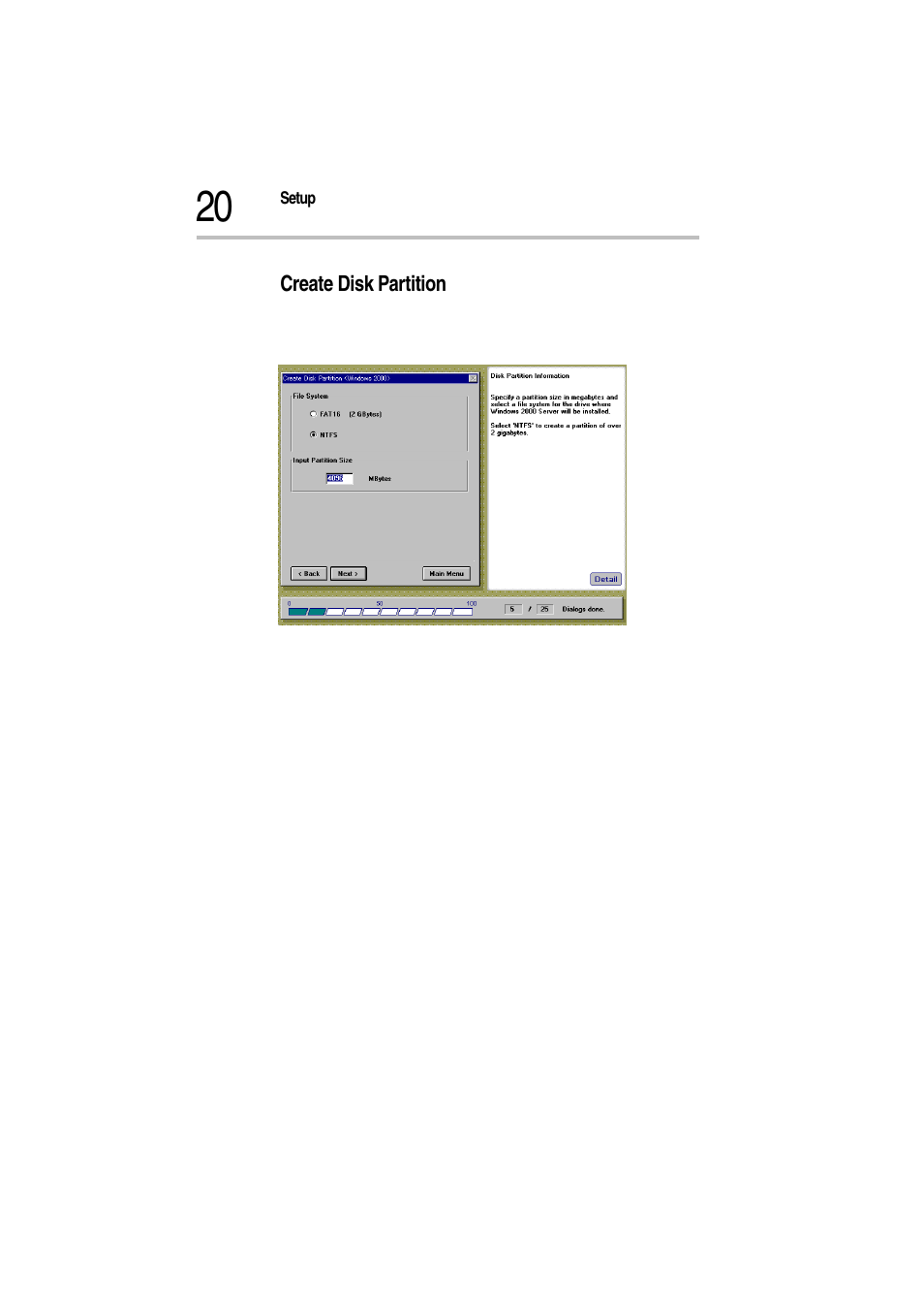 Create disk partition, Create disk partition screen | Toshiba Magnia Z500 User Manual | Page 23 / 115