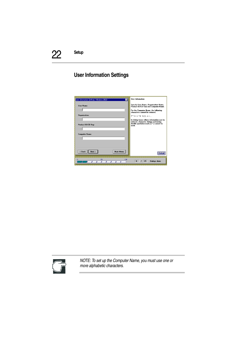 User information settings, User information settings screen | Toshiba Magnia Z500 User Manual | Page 25 / 115