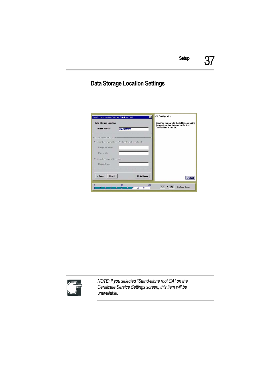 Data storage location settings, Data storage location settings screen | Toshiba Magnia Z500 User Manual | Page 40 / 115