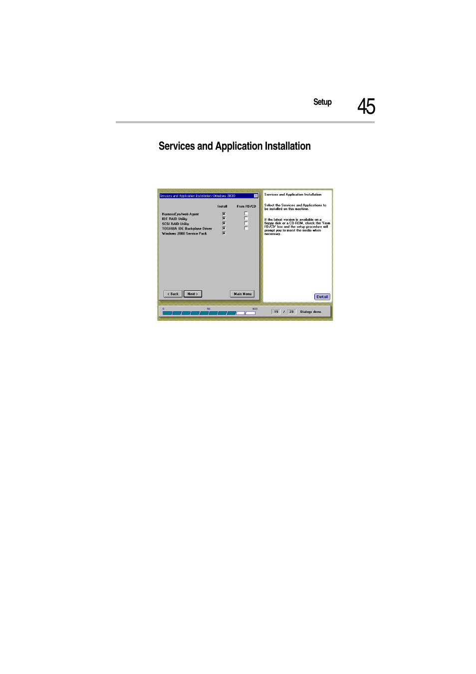 Services and application installation, Services and application installation screen | Toshiba Magnia Z500 User Manual | Page 48 / 115