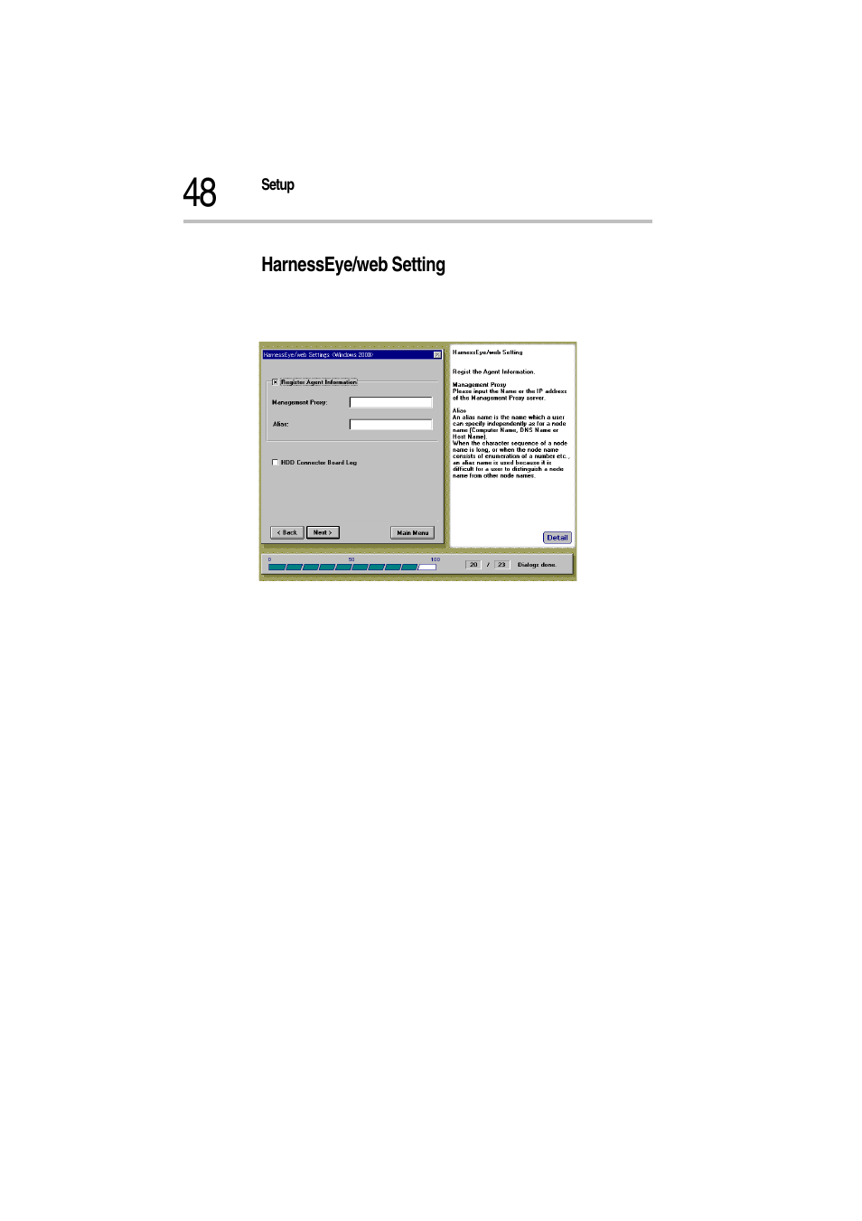 Harnesseye/web setting, Harnesseye/web setting screen | Toshiba Magnia Z500 User Manual | Page 51 / 115