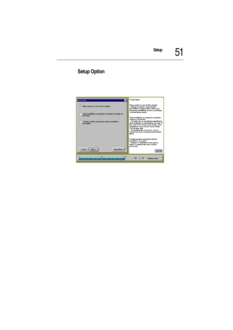 Setup option, Setup option screen | Toshiba Magnia Z500 User Manual | Page 54 / 115