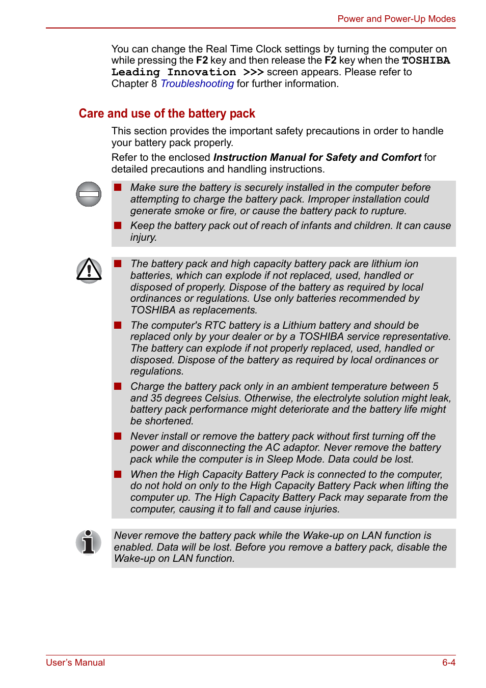 Care and use of the battery pack | Toshiba Satellite C660 User Manual | Page 101 / 158