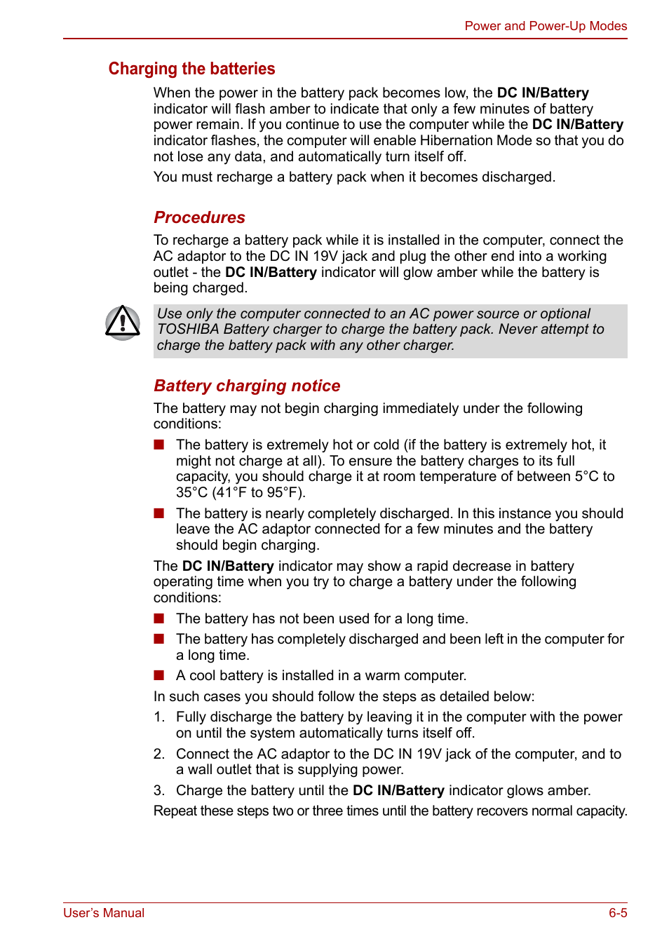 Charging the batteries | Toshiba Satellite C660 User Manual | Page 102 / 158